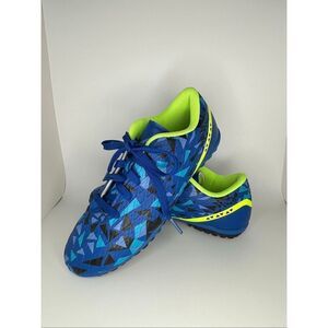 AKZOSEEC Youth Soccer Turf Shoes | Size 4Y | Blue & Neon Green